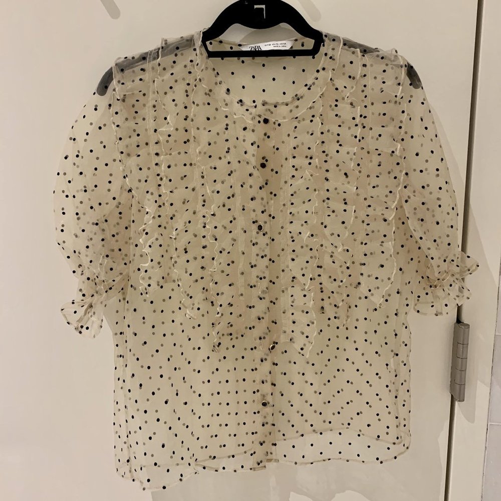 Zara sheer ruffle top